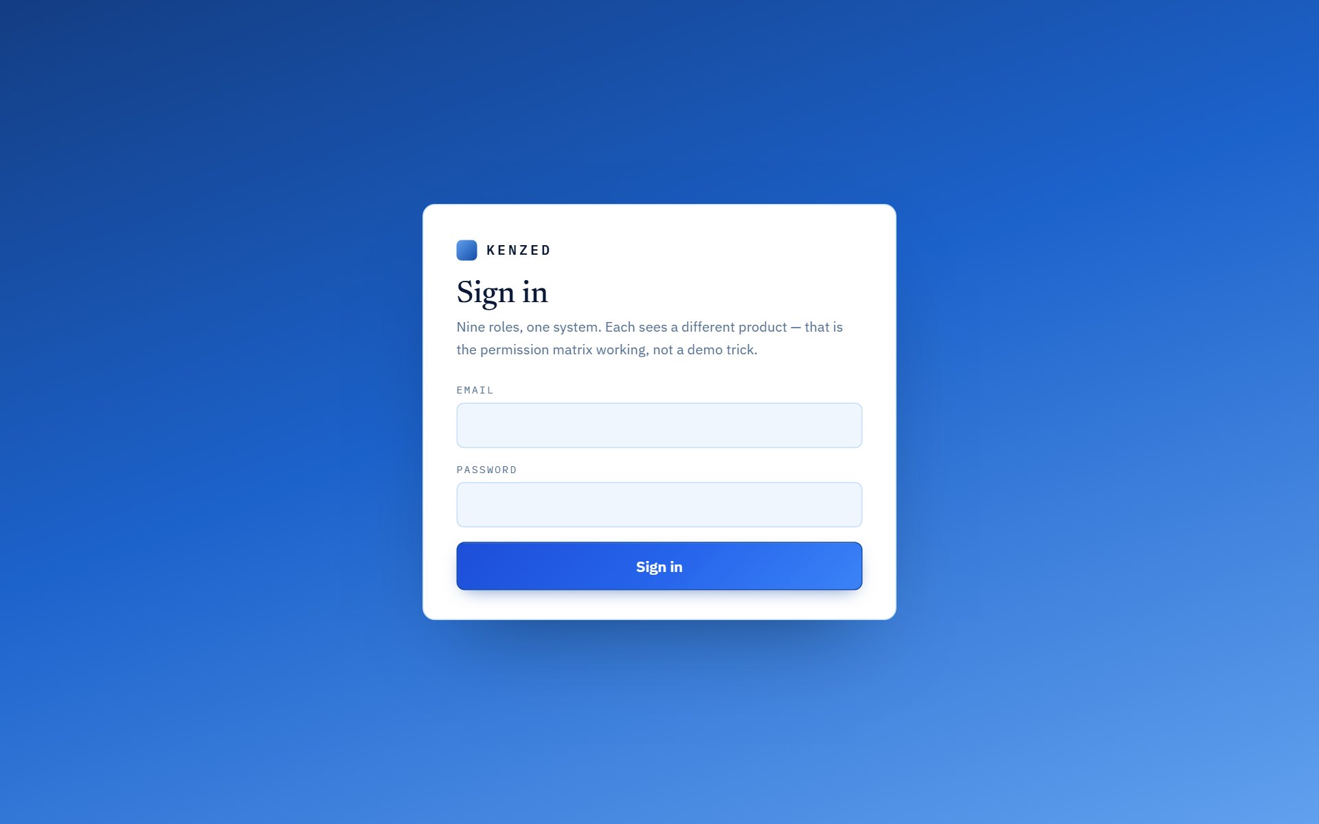 Kenzed CRM — the live site at crm.kenzed.in