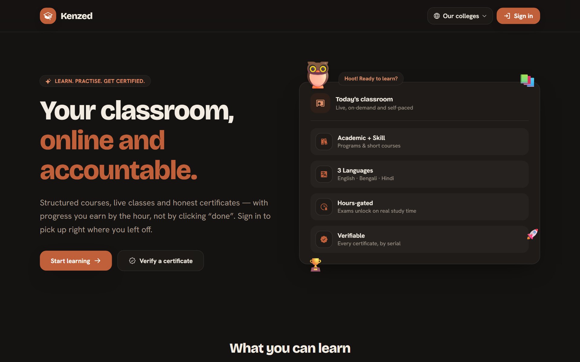 Kenzed LMS — the live site at lms.shmedu.in